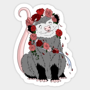 Valentine opossum covered in roses Sticker